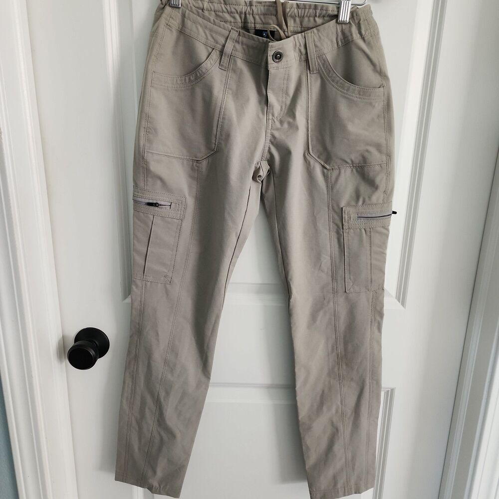 Kuhl Horizn Raven Cargo Pants Womens Size 4 Short Tan Drawstring Skinny 6276